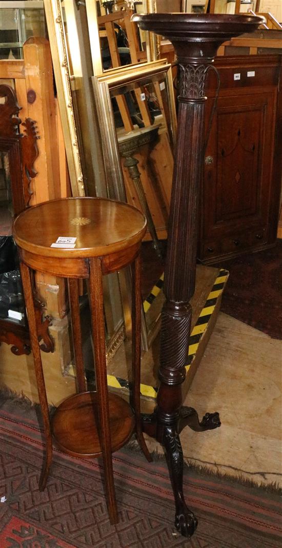 Mahogany torchere & Edwardian jardiniere stand